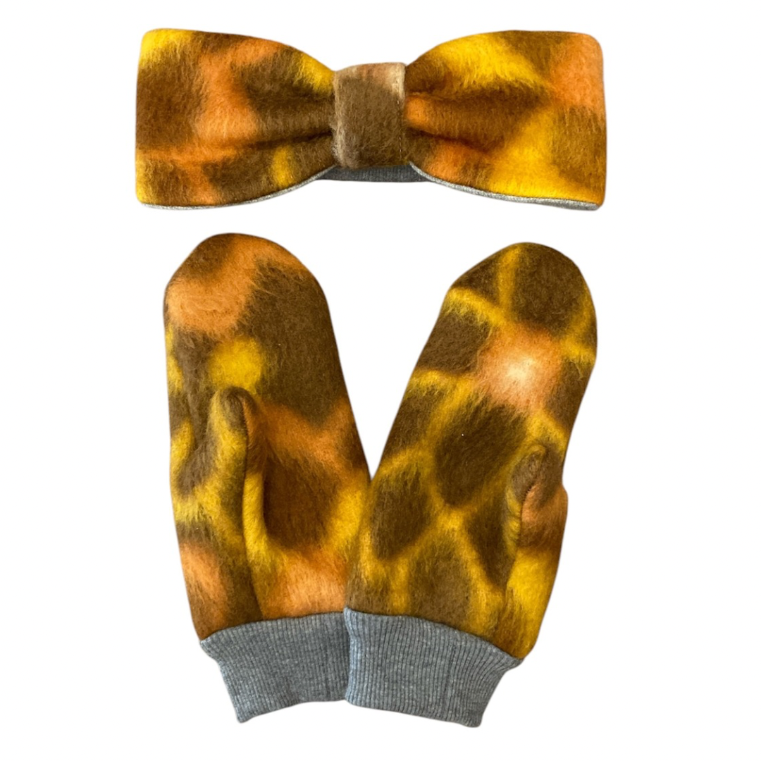 MARIA Headband + Mittens set - Orange Flowers