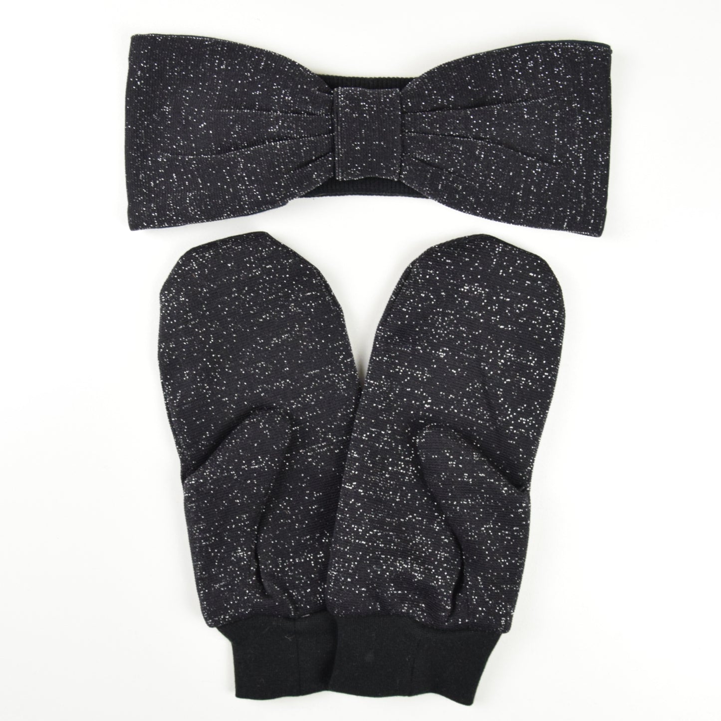 MARIA Headband & mittens set - Shiny black