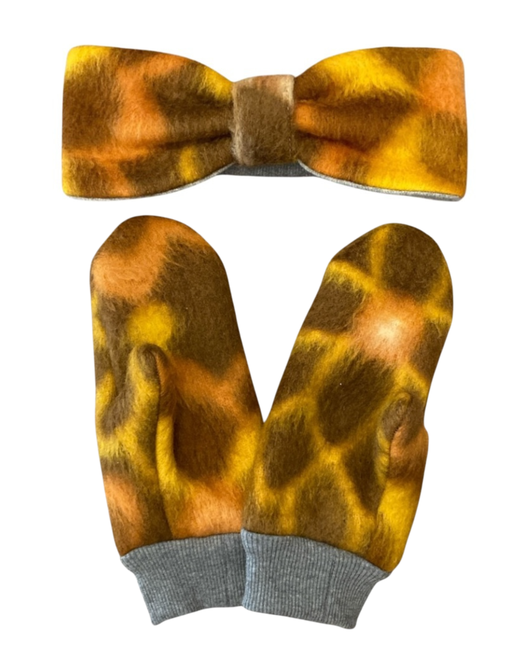 MARIA Headband + Mittens set - Orange Flowers