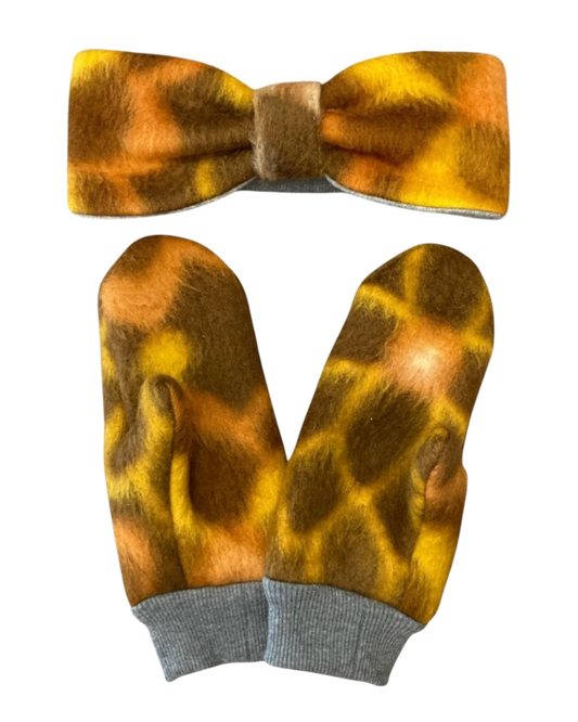 MARIA Headband + Mittens set - Orange Flowers