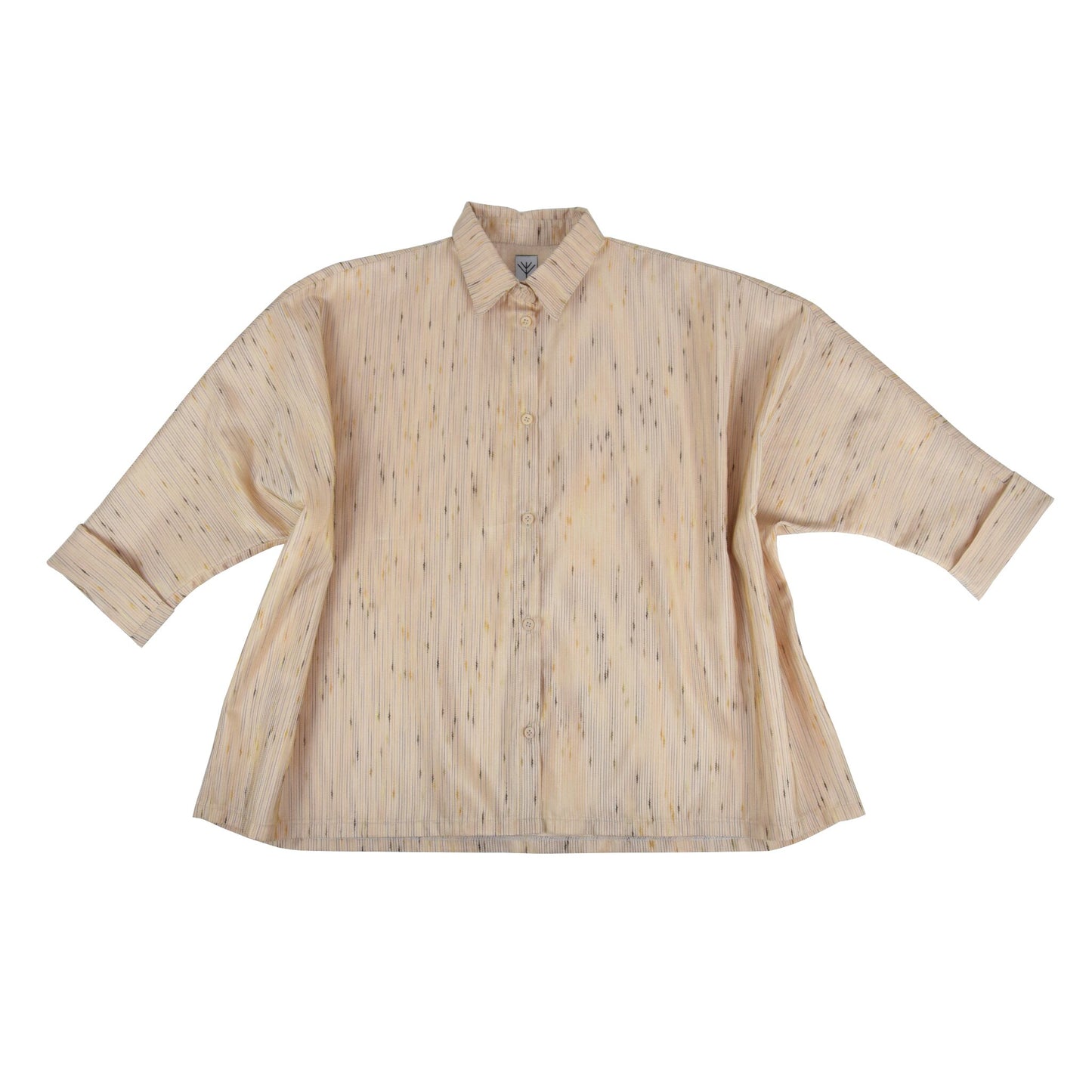 Oversized unisex upcycling shirt beige with stripes